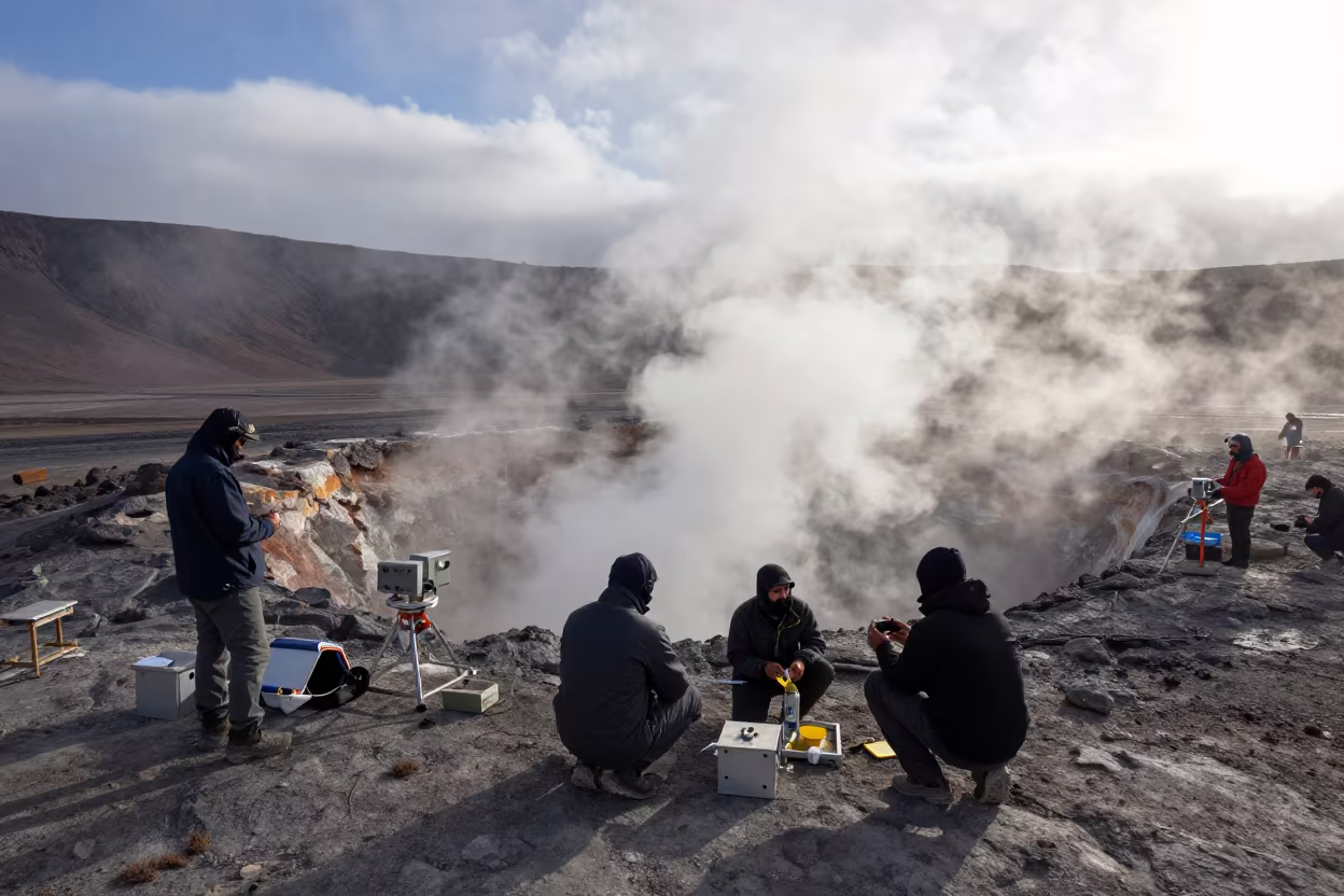 Volcanology Team Inspecting Steam Vent in near Al Hudaydah