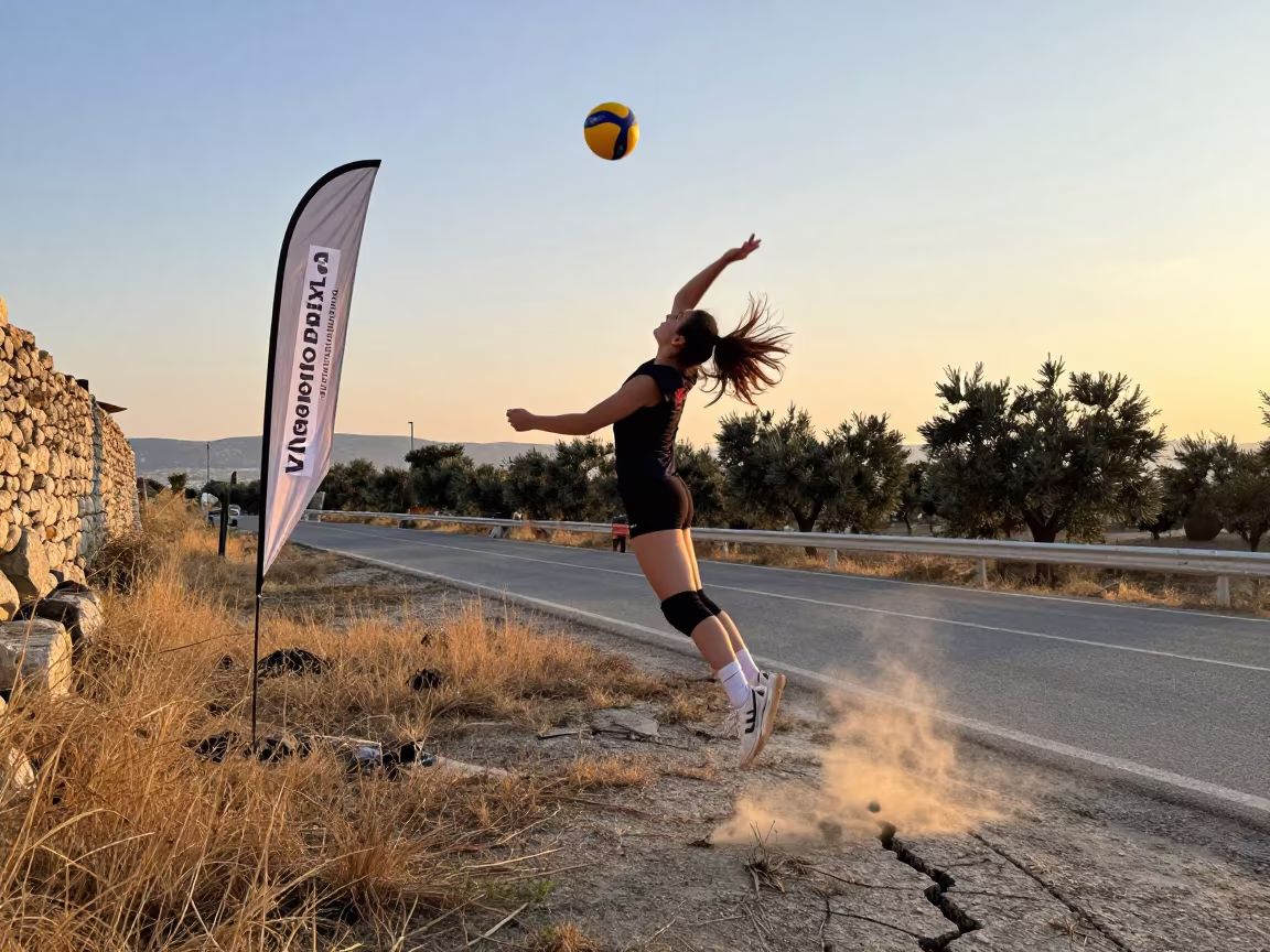 Volleyball Setter Floating Ball Golden Hour Amasya in at a roadside stop near Amasya
