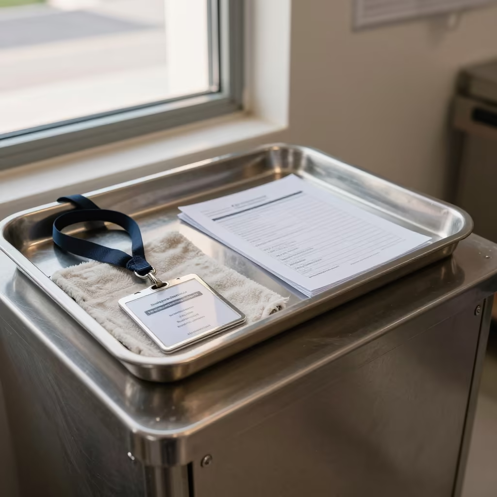 Volunteer Lanyard Checkout at Abu Dhabi Dog Wash in at a self-serve dog wash station near Abu Dhabi