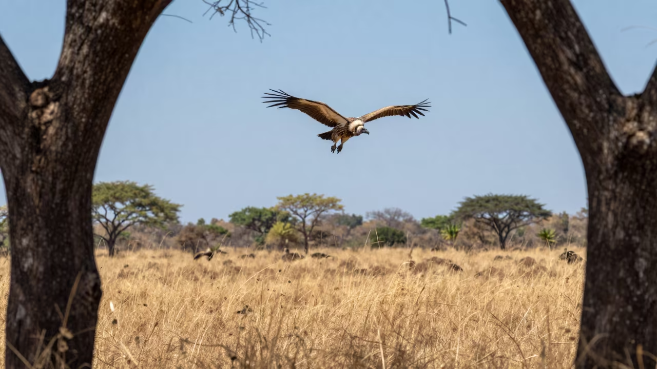 Vulture Circling Goa Savanna Monsoon Sky in in Goa