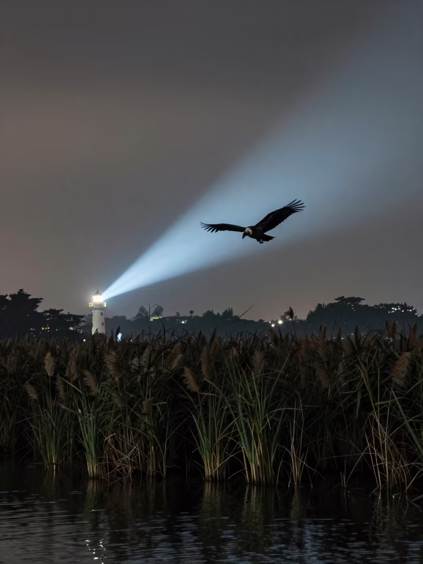 Vulture Over Reed Bed Kuala Lumpur Midnight in at the edge of a reed bed near Kuala Lumpur