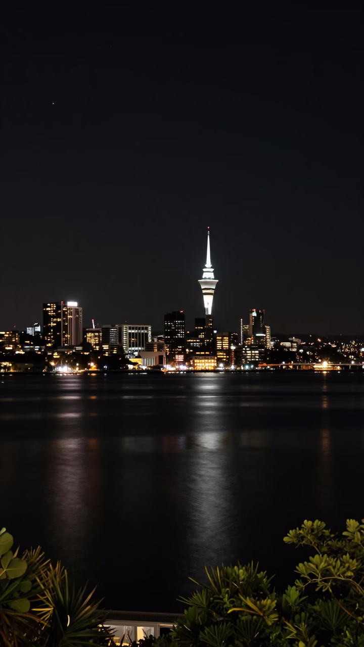 Waitemata Harbour in Auckland at The Deepest Night Sky Light in in Auckland, New Zealand
