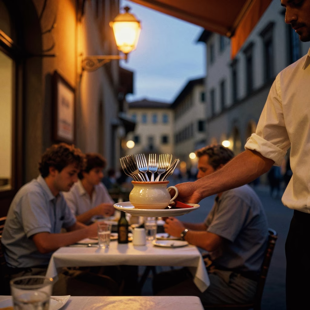 Waiter Serving in Florence in in Florence, Italy