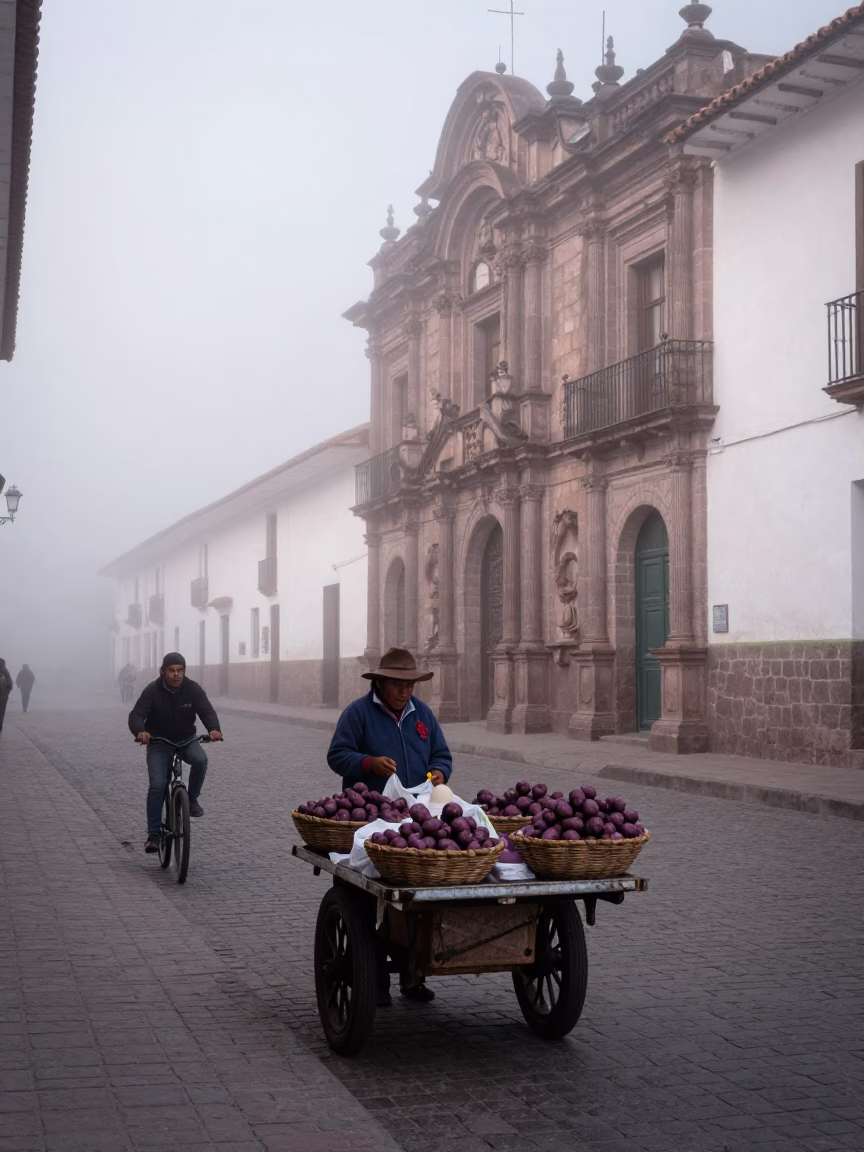 Waiting Cyclist in Cusco in in Cusco, Peru