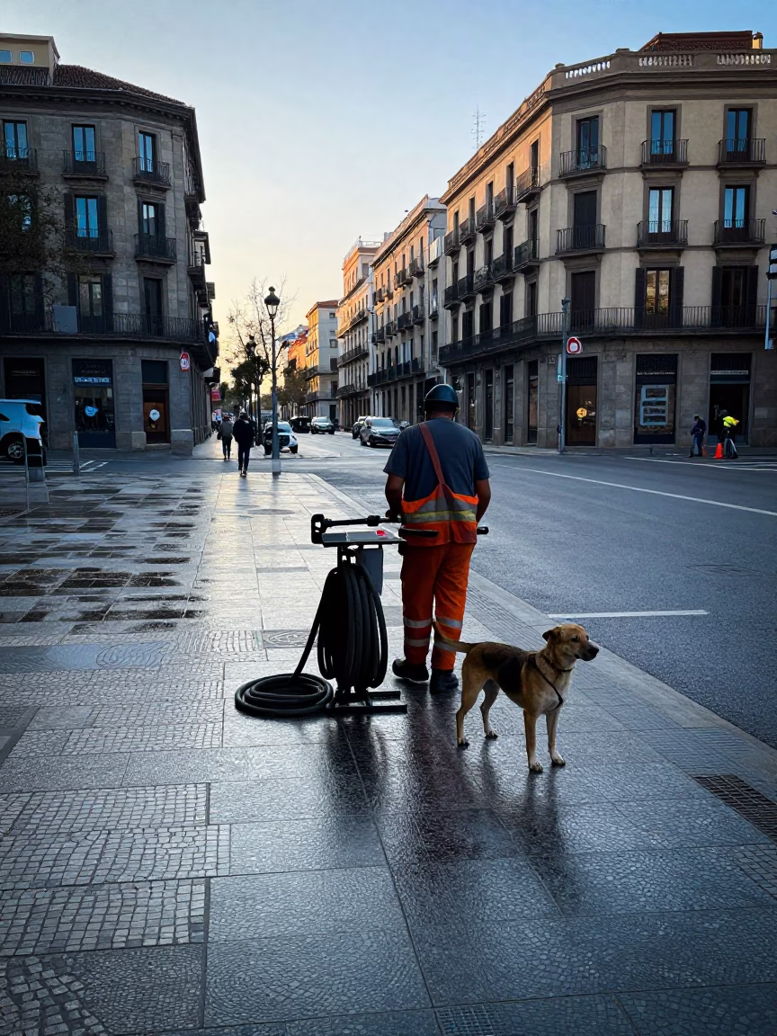 Waiting Dog in Barcelona in in Barcelona, Spain