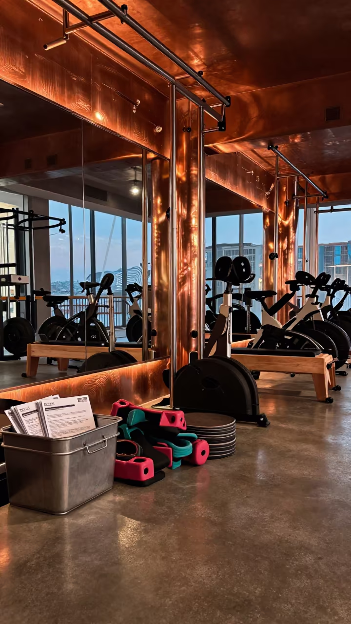 Waiver Bin in Karakoy Spin Studio Before Class in inside a spin studio under class lights in Karakoy, Istanbul