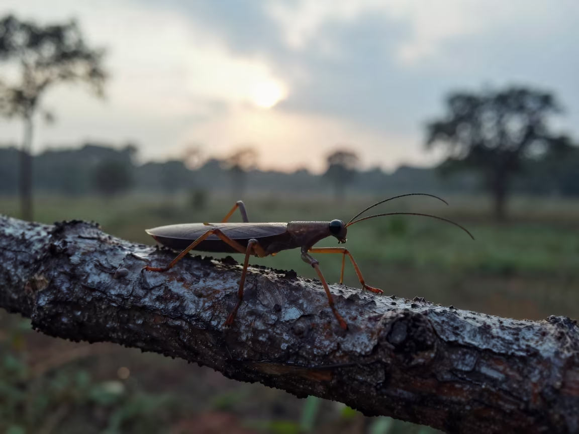 Walking Stick Insect Bark Texture Karnataka Morning in in Karnataka