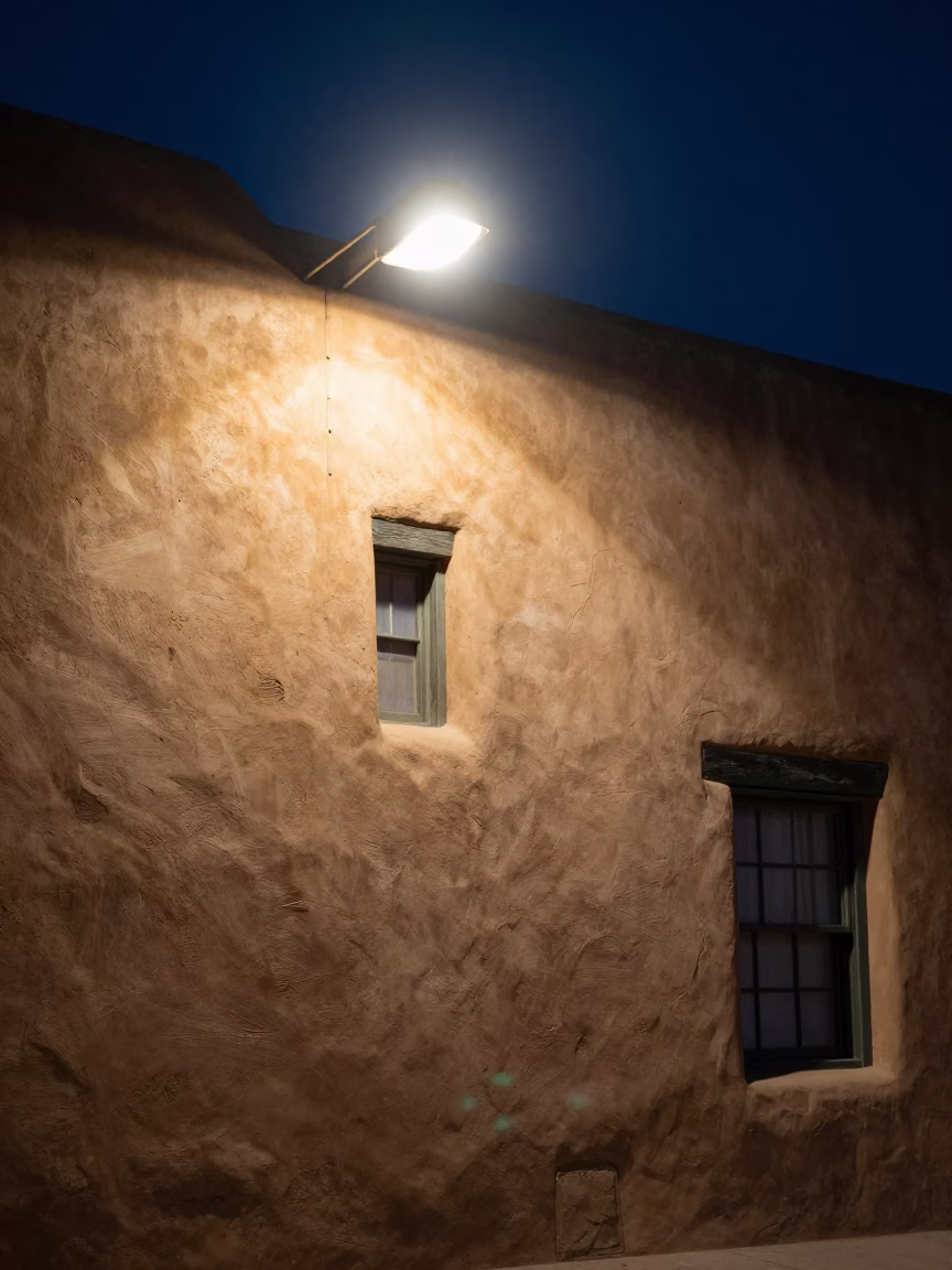 Wall Details at Late At Night Light in Santa Fe in in Santa Fe, New Mexico, United States