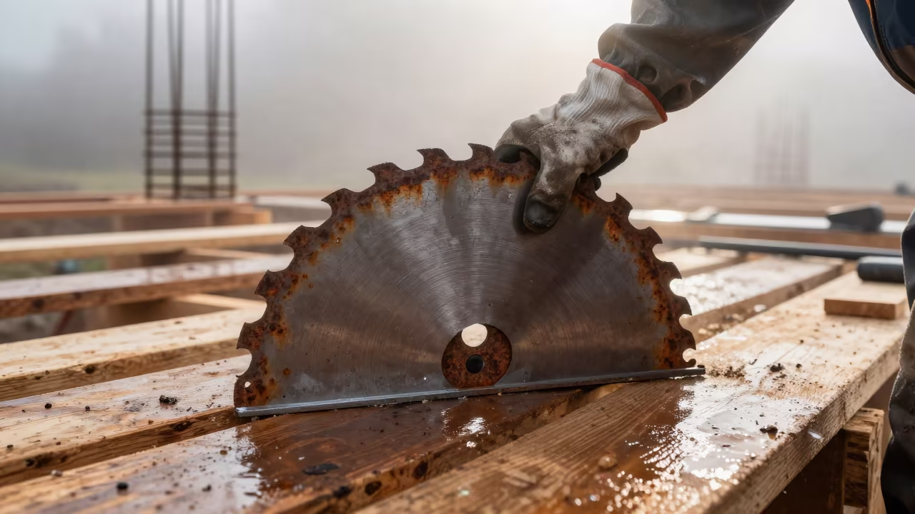 Wall Saw Blade Segment Tin on Salamanca Construction Deck in on an active construction deck in Salamanca