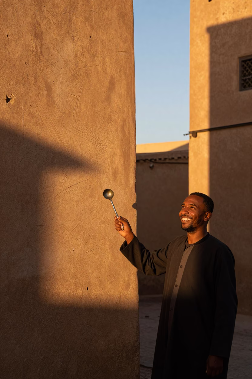 Wall Scratches in Fez at As The Sun Drops Toward The Horizon in in Fez, Morocco