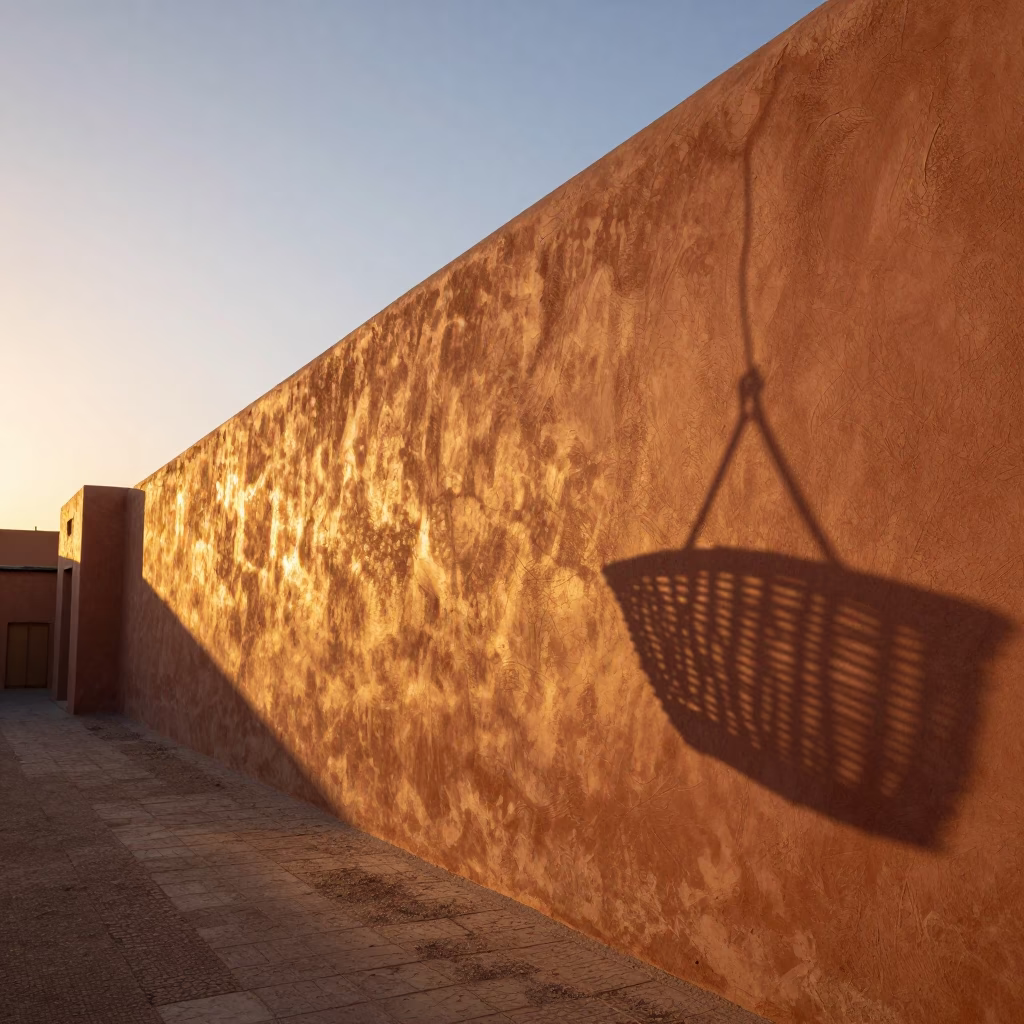 Wall Sunset in Marrakech at Sunset Light in in Marrakech, Morocco