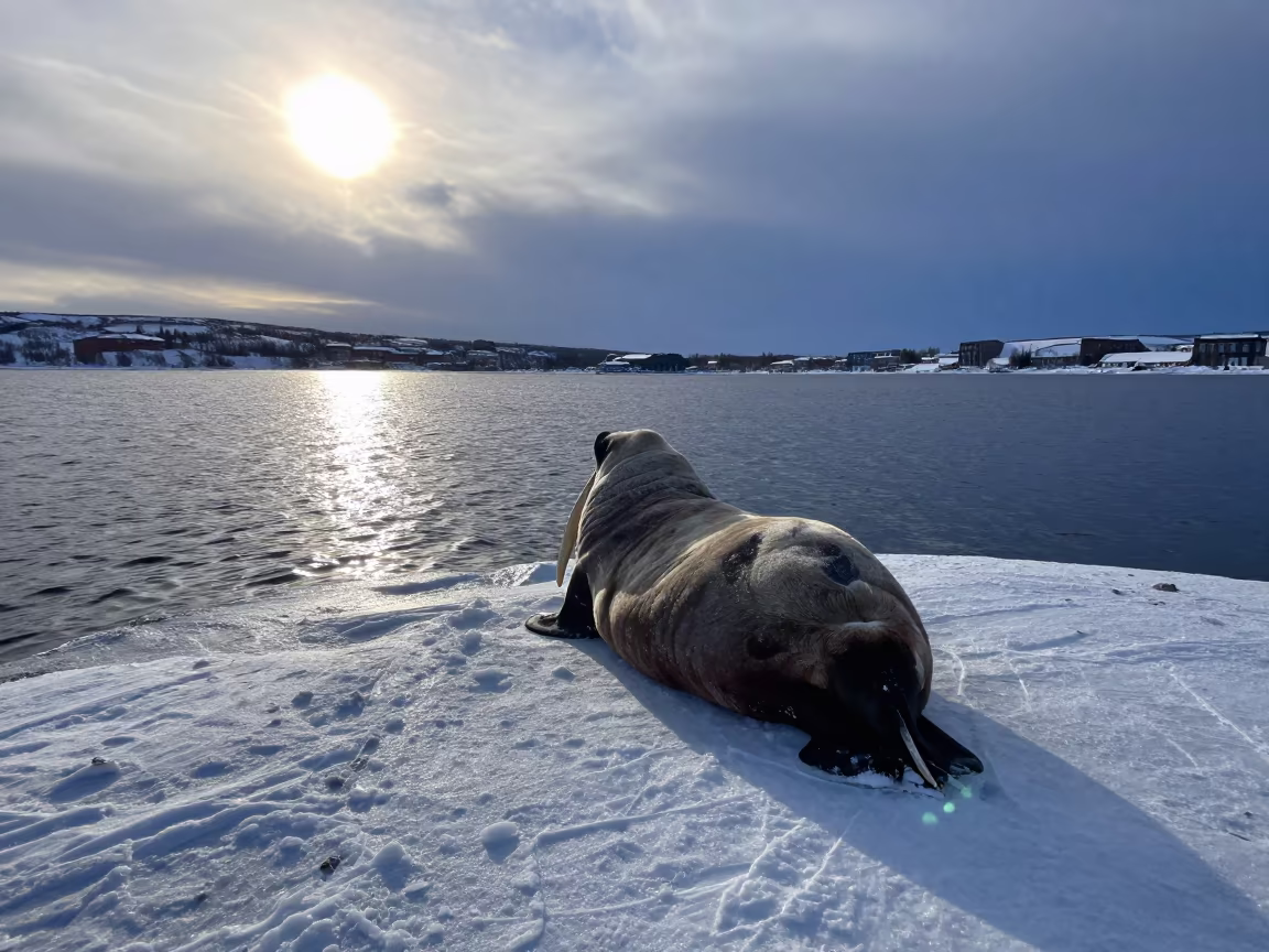 Walrus on Ice Floe Near Rovaniemi at Noon in near Rovaniemi