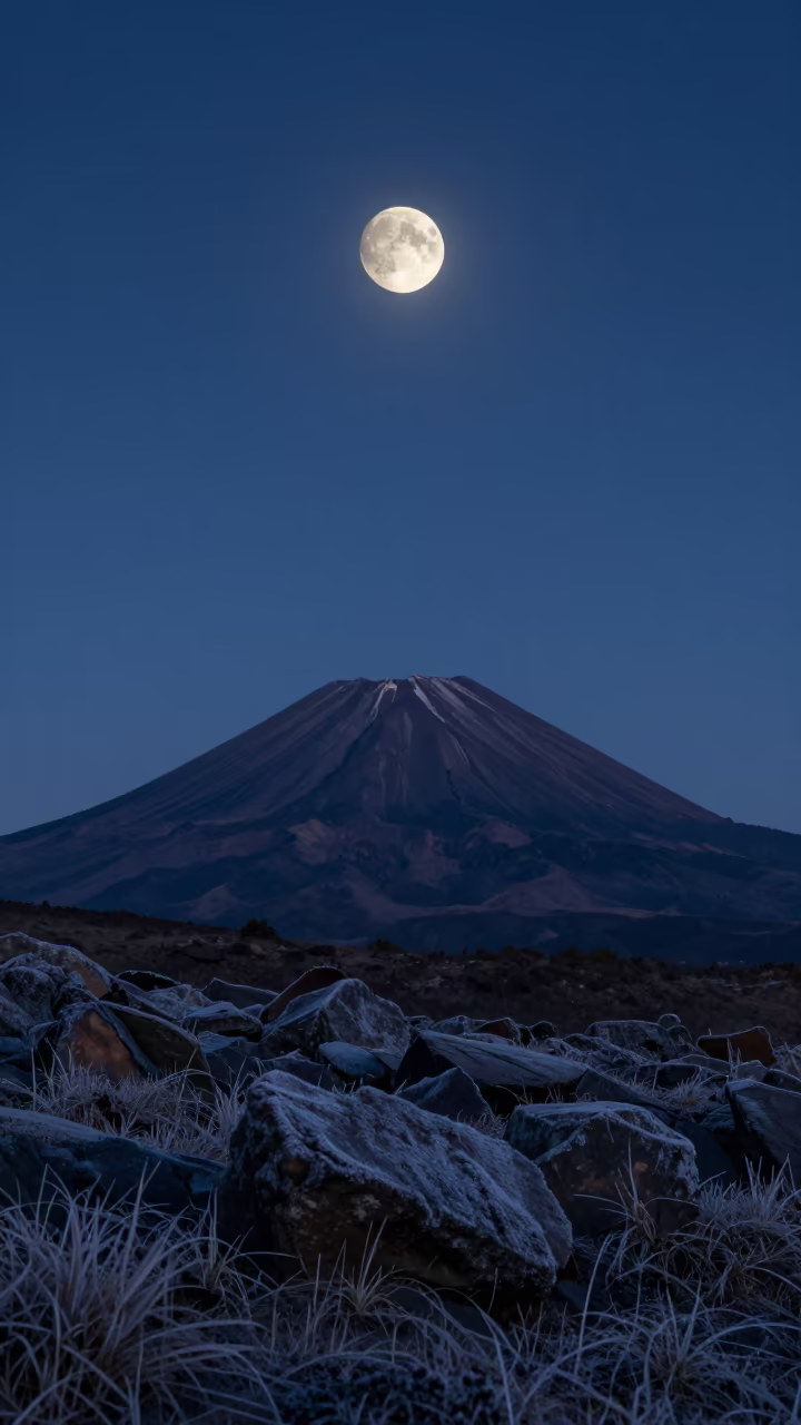 Waning Gibbous Moon Over Sleeping Volcano Masvingo in from a frost-hushed ridgeline near Masvingo