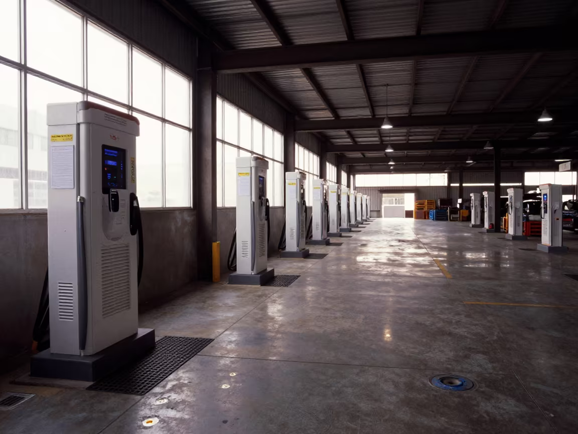 Warehouse Charging Lane with Battery Stations in at a fulfillment packing station near Iloilo