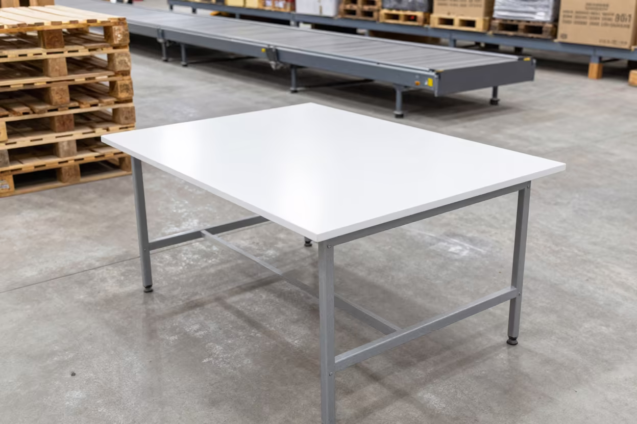 Warehouse Desk Midmorning Light Wolaita Sodo in inside a warehouse aisle near Wolaita Sodo