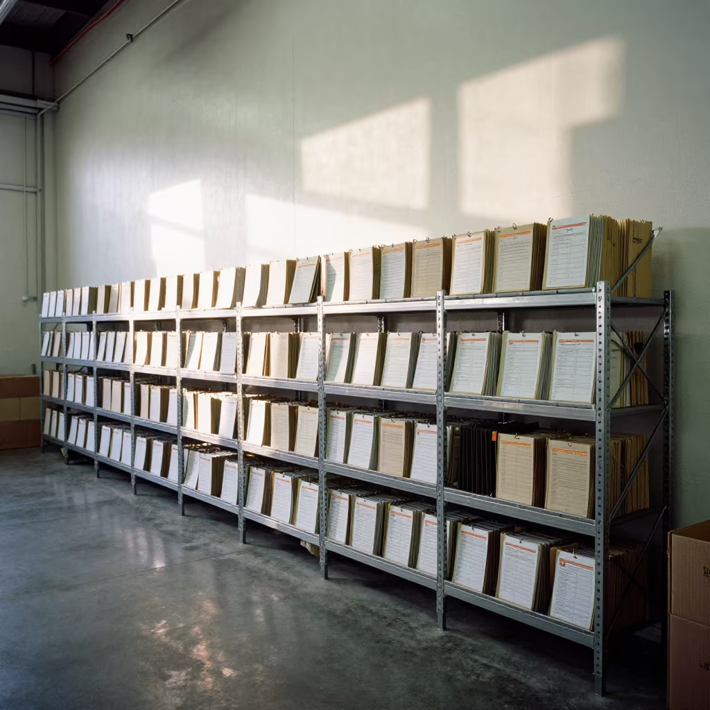 Warehouse Folder Rack Before Carrier Pickup in inside a warehouse aisle near Hartford