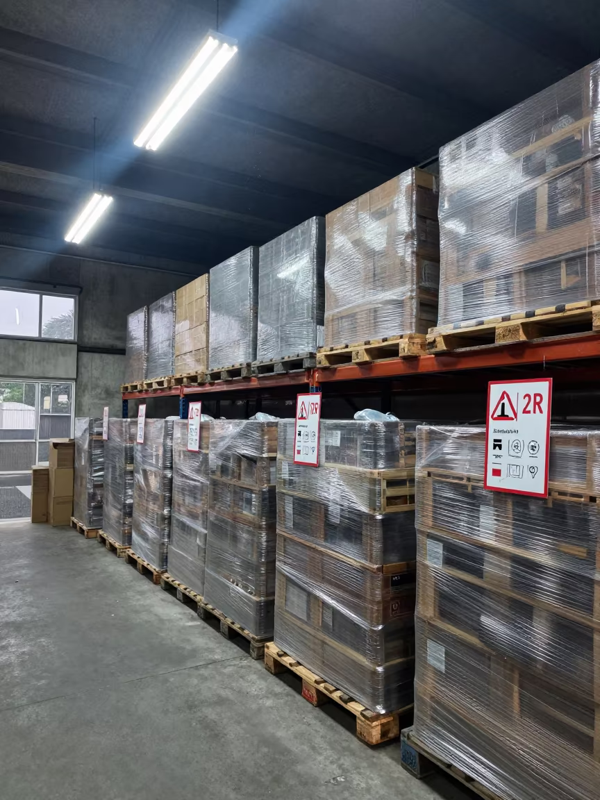 Warehouse Logistics Bay with Pallets and Packing Logic in inside a chilled distribution bay near Lekki, Lagos