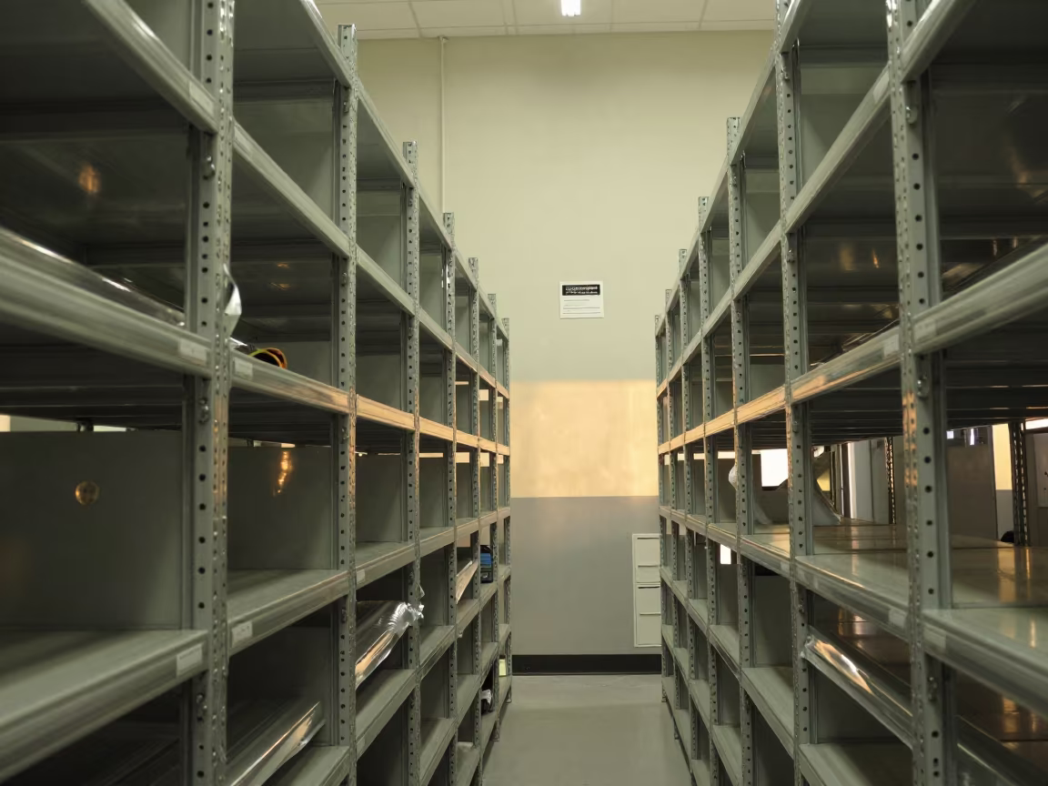 Warehouse Rack With Clearance Signs And Film Tails in inside a dispatch office above the dock in Villa Canales