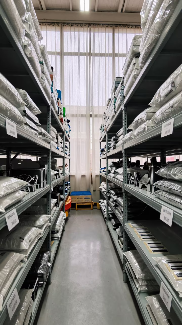 Warehouse Shelf Reorder Prep Logistics in inside a warehouse aisle in Holguin