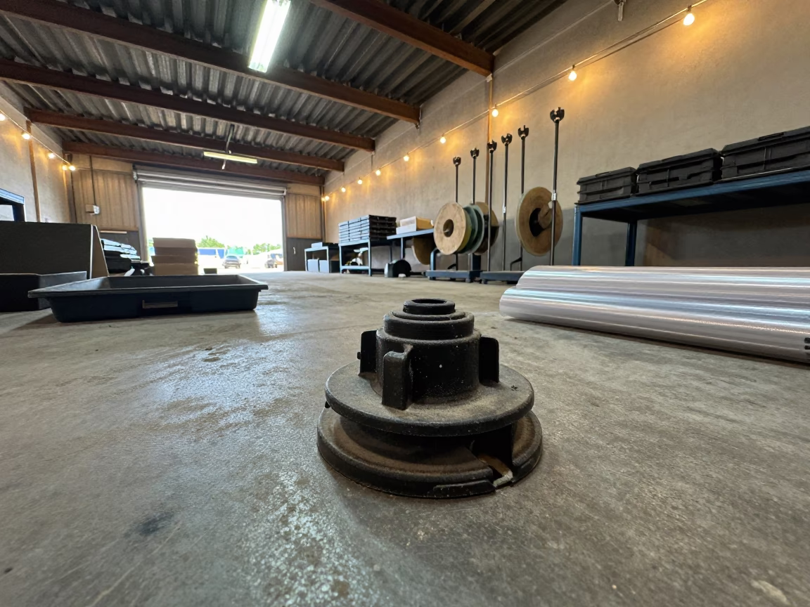 Warehouse Valve Stem Cup with Dusty Plastic in inside a cross-dock lane near Kunduz
