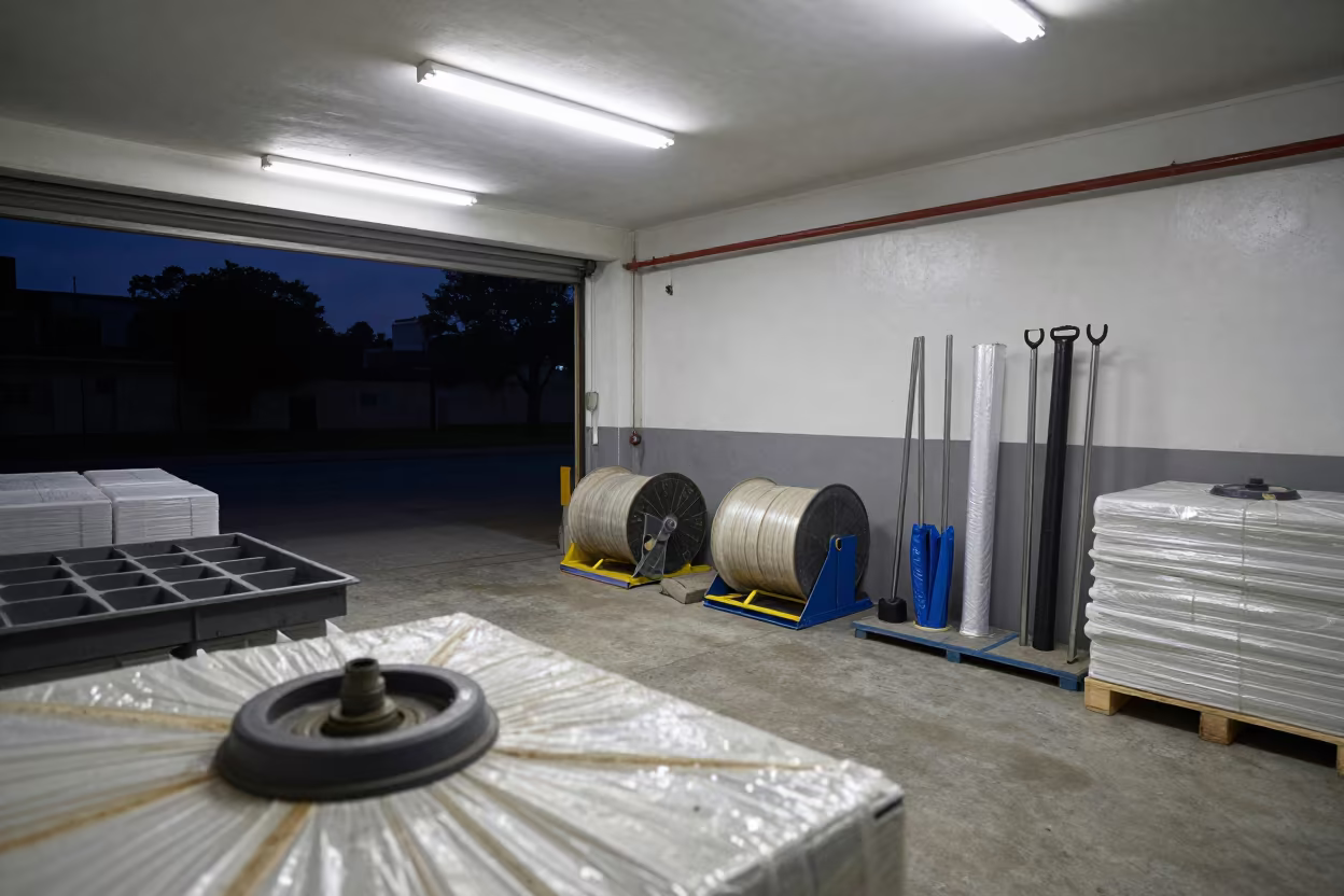 Warehouse Valve Stem Cup Predawn Logistics São Paulo in inside a chilled distribution bay in São Paulo