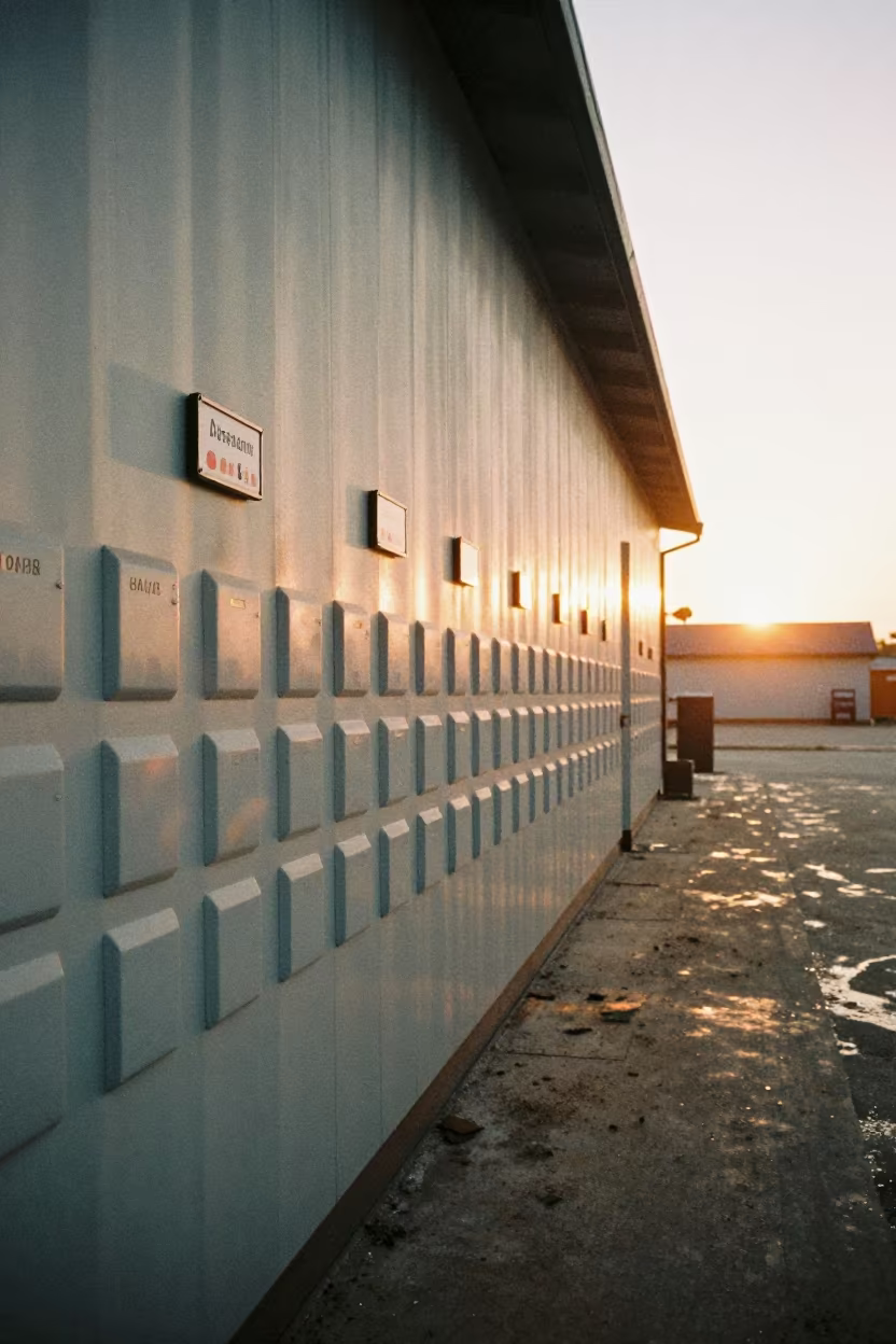 Warehouse Wall Route Magnets Sunset Glow in inside a warehouse aisle near Amarah