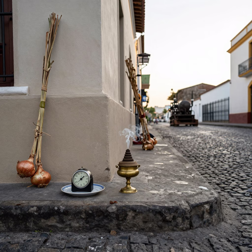 Warm Late Afternoon in San Salvador Street Corner in in San Salvador