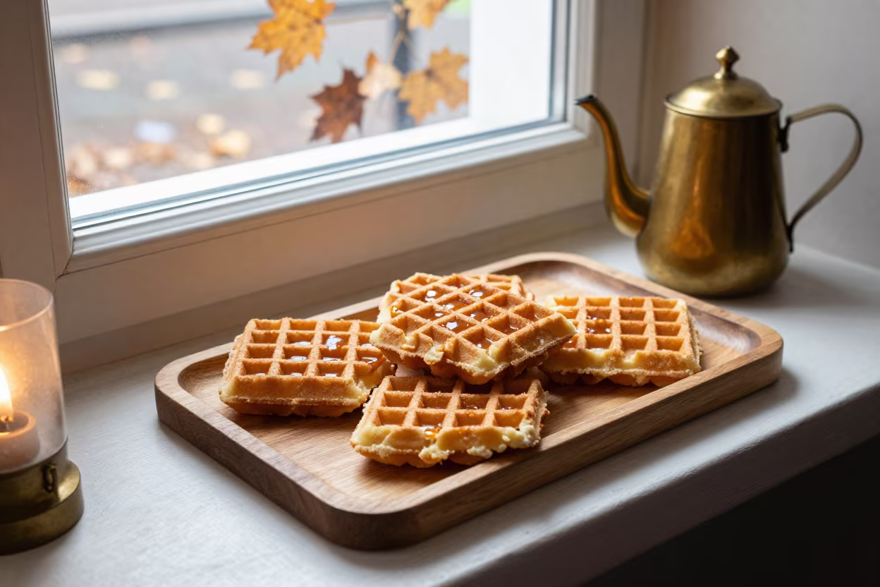 Warm Stroopwafels on Autumn Tea Tray in on a tea house tray in Rotterdam