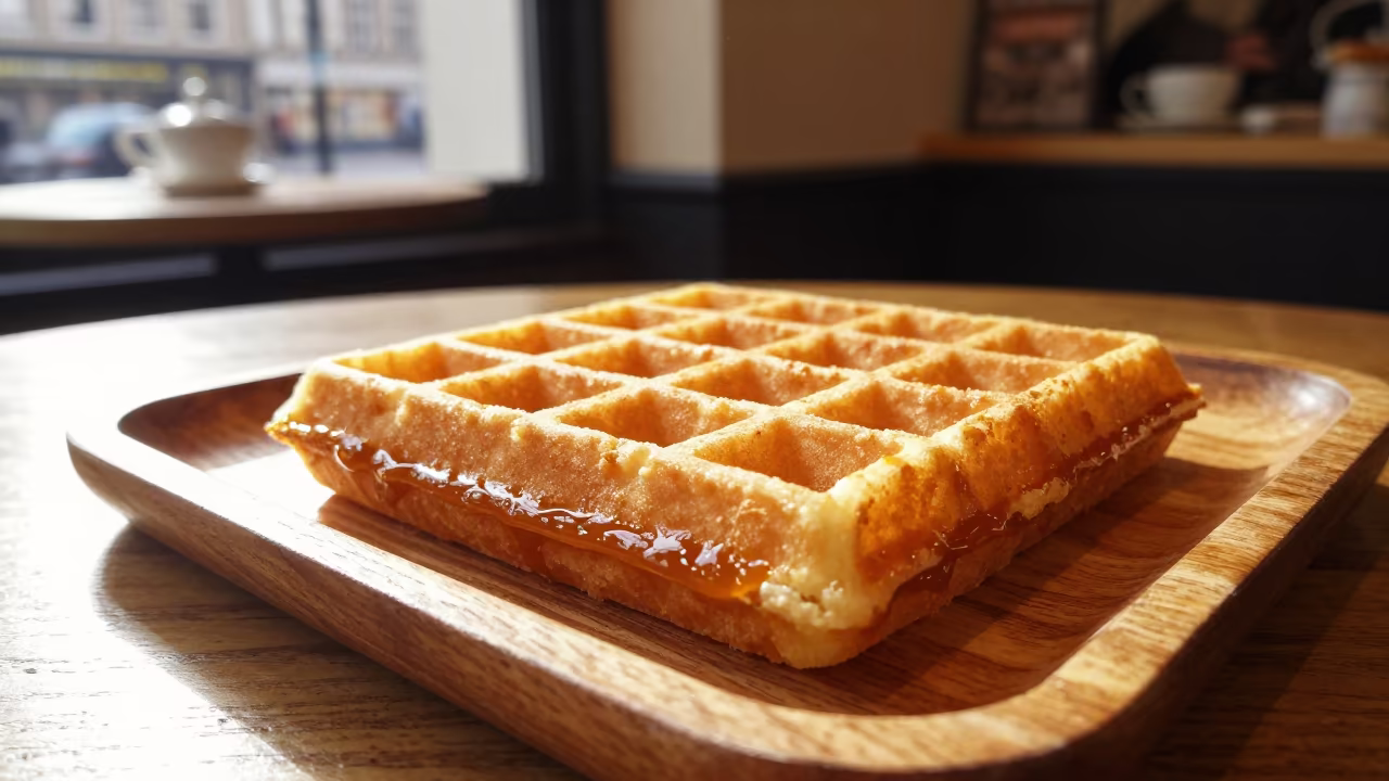 Warm Stroopwafels on Tray in Amsterdam Tea House in on a tea house tray in Jordaan, Amsterdam