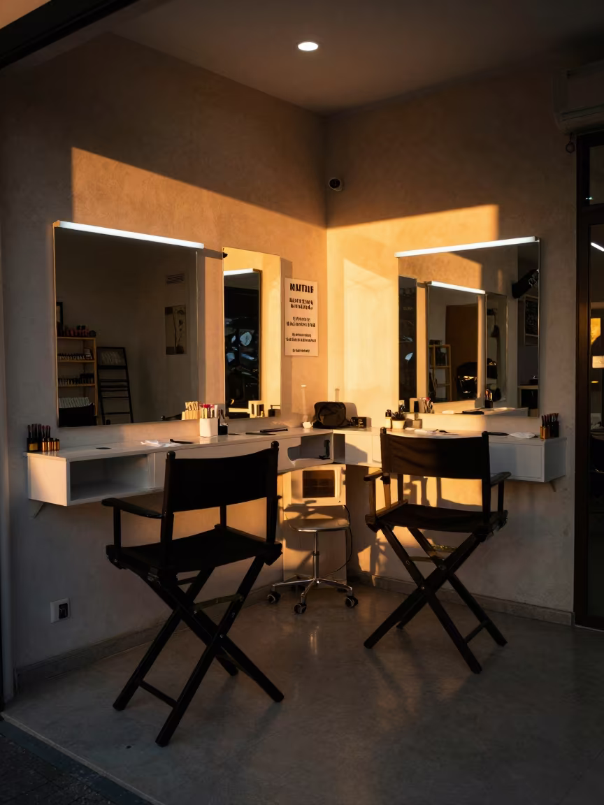 Warm Sunset Glow in Bouskoura Nail Studio in inside a nail studio in Bouskoura