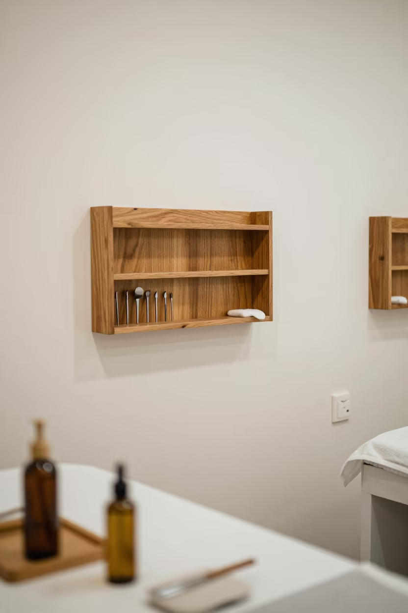 Warming Shelf Skincare Tools Karachi in inside a skincare treatment room in Karachi