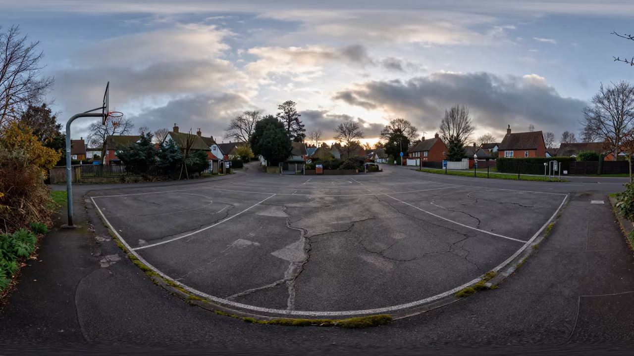Warped Court at Dawn in Village Lane in in a village lane near City of Westminster