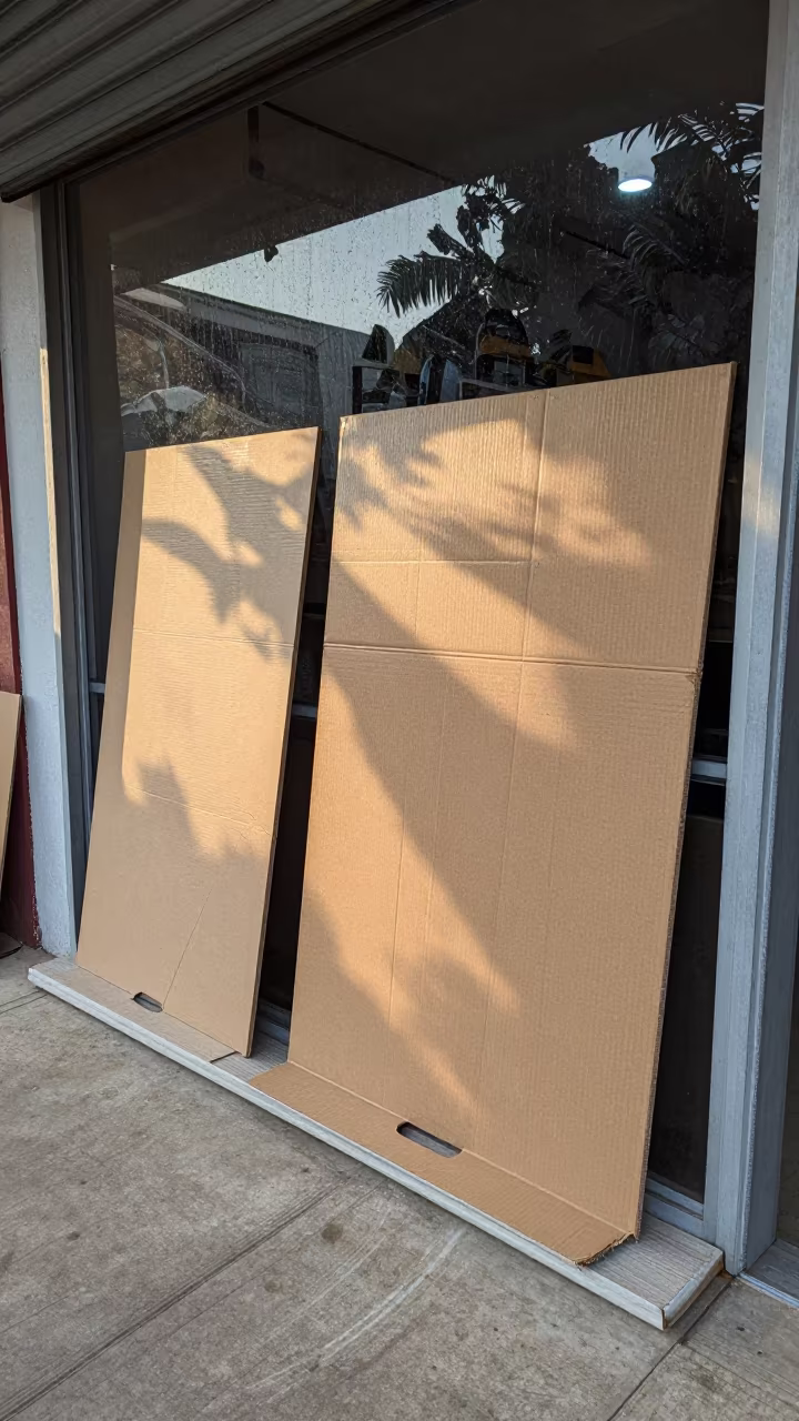 Warranty Mat in Benin Storefront Sidelight in inside a storefront prepared for opening in Benin City