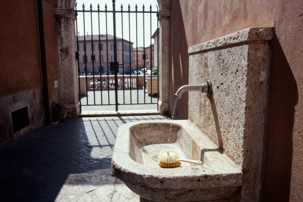 Wash Station in Rome in in Rome, Italy