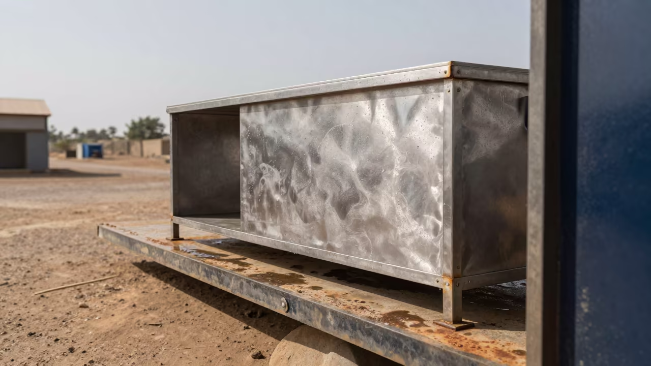 Washed Freezer Shelf After Rain in at a stockyard loading ramp in Djibouti