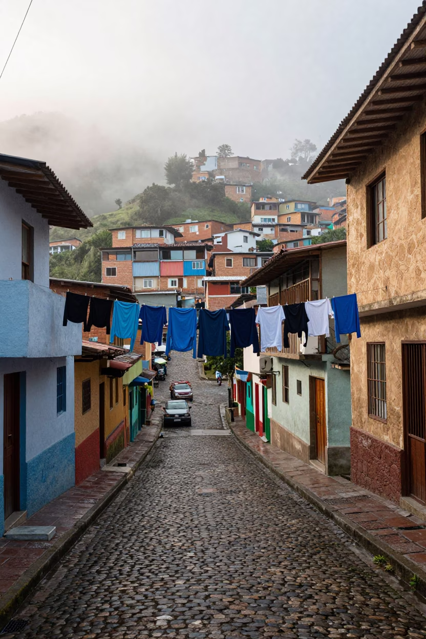 Washed Street in Medellin at First Light in in Medellin, Colombia