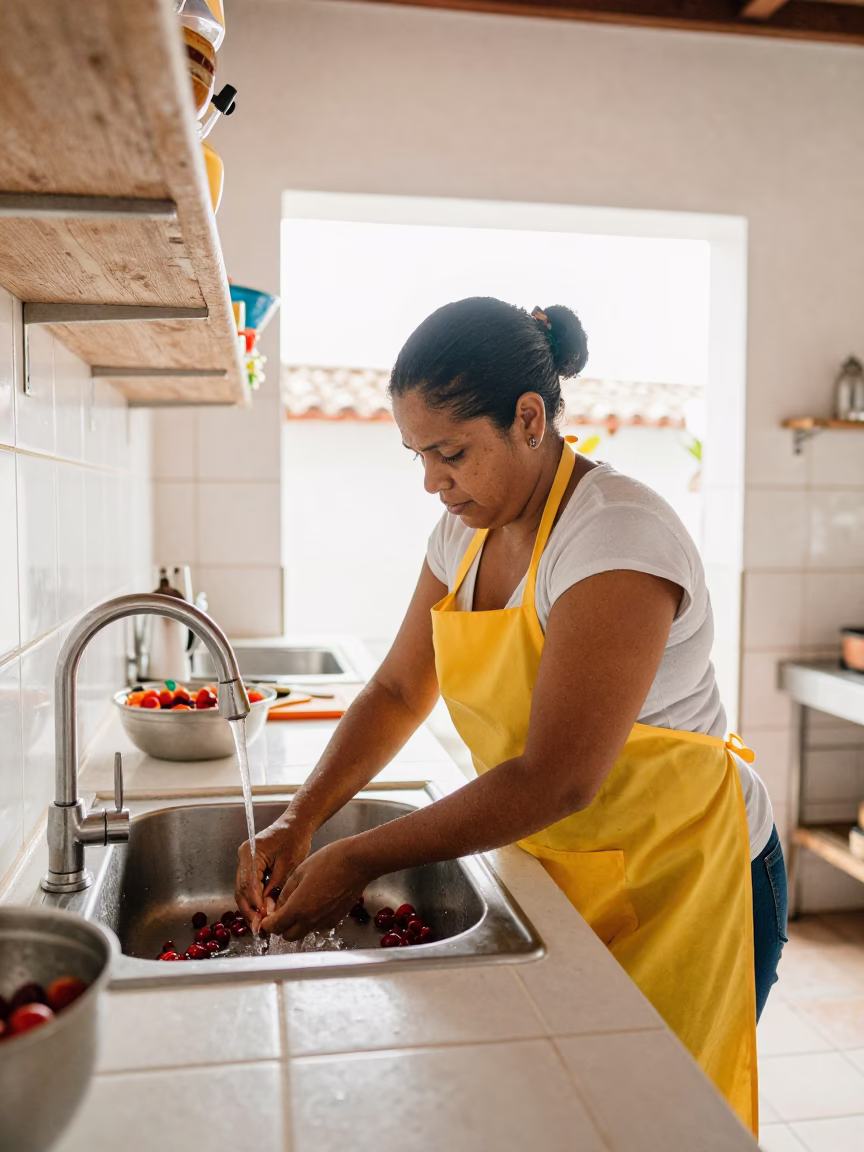 Washing Berries in Cartagena in in Cartagena, Colombia