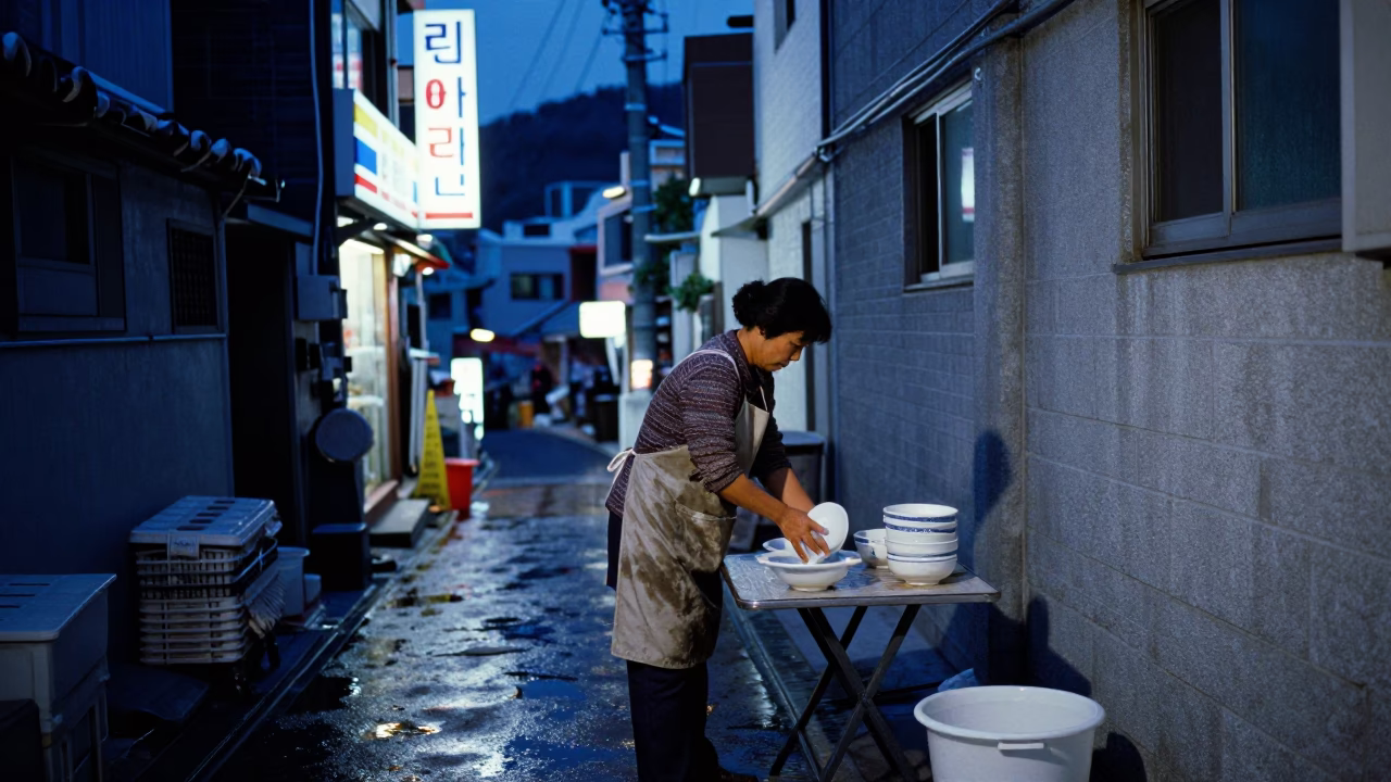 Washing Bowls in Busan in in Busan, South Korea