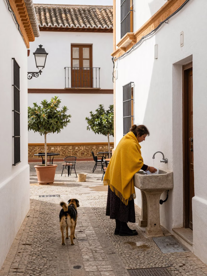 Washing Dishes in Granada in in Granada, Spain