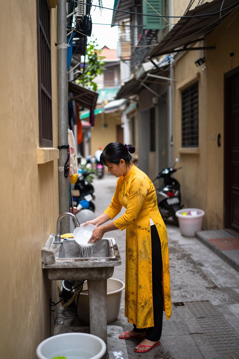 Washing Dishes in Hanoi in in Hanoi, Vietnam