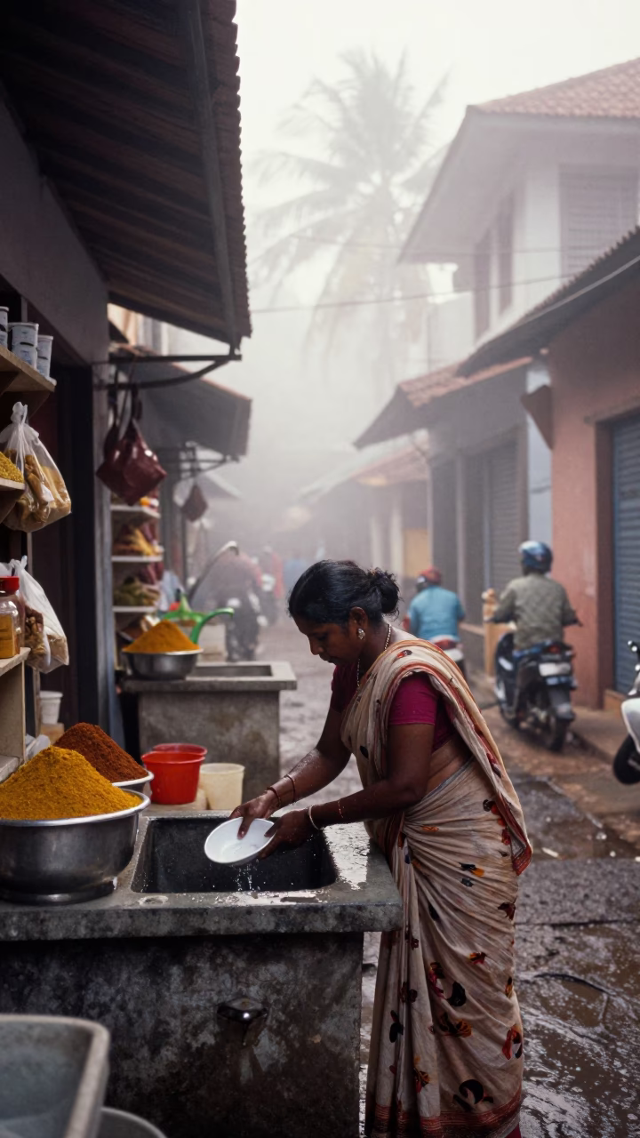 Washing Dishes in Kochi in in Kochi, India