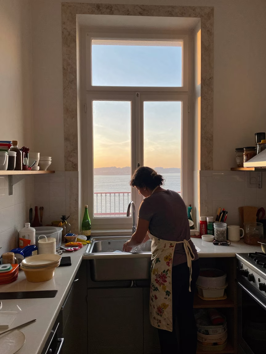 Washing Dishes in Lisbon in in Lisbon, Portugal