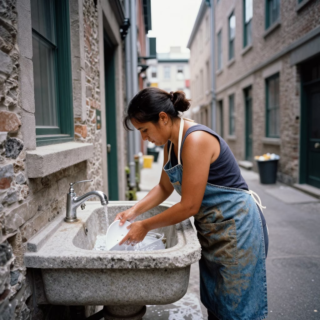 Washing Dishes in Montreal in in Montreal, Quebec, Canada