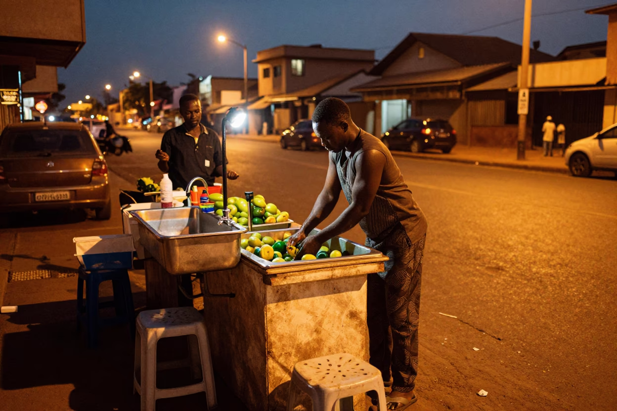 Washing Fruit in Accra in in Accra, Ghana