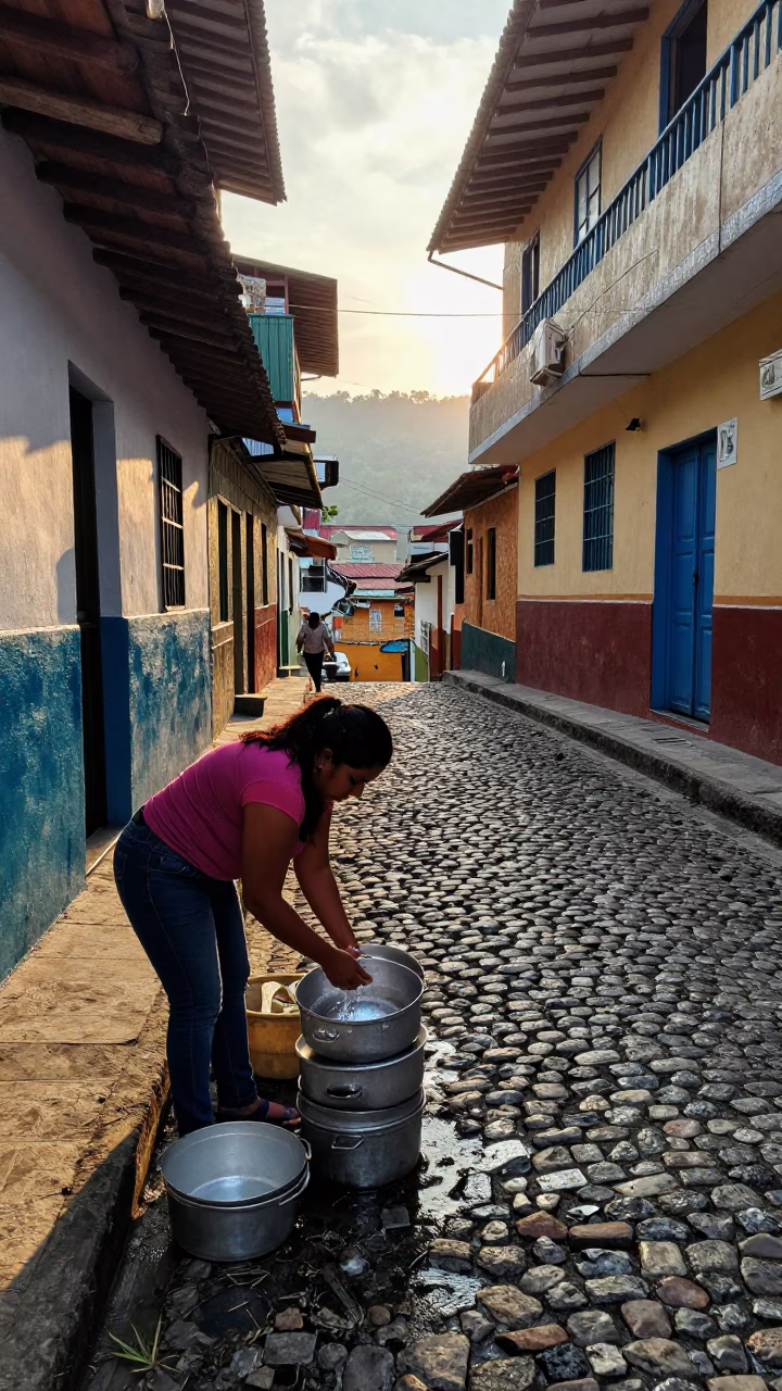 Washing Pots in Medellin in in Medellin, Colombia