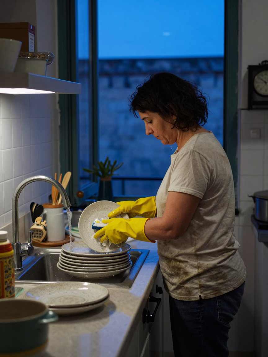 Washing Stoneware in Palermo in in Palermo, Italy