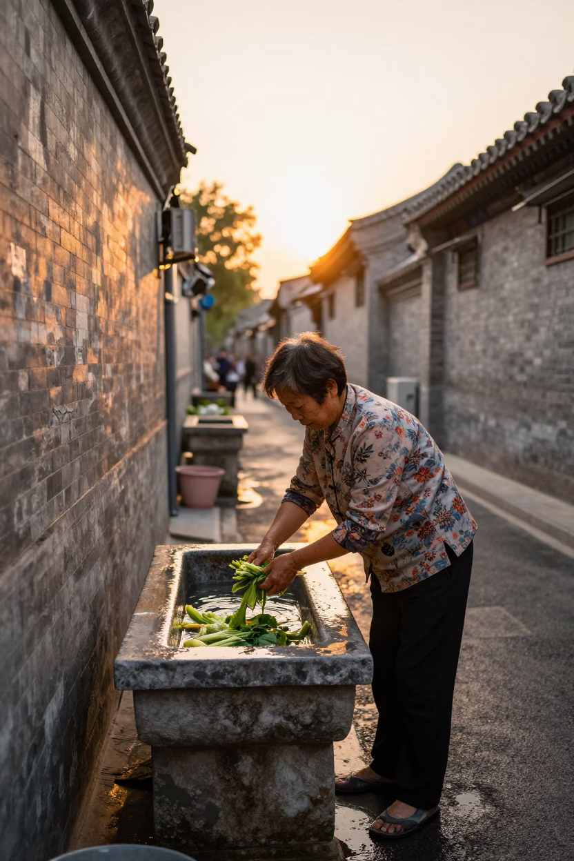 Washing Vegetables in Beijing in in Beijing, China