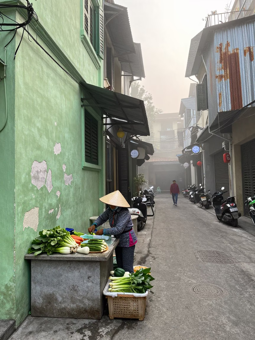 Washing Vegetables in Hanoi in in Hanoi, Vietnam