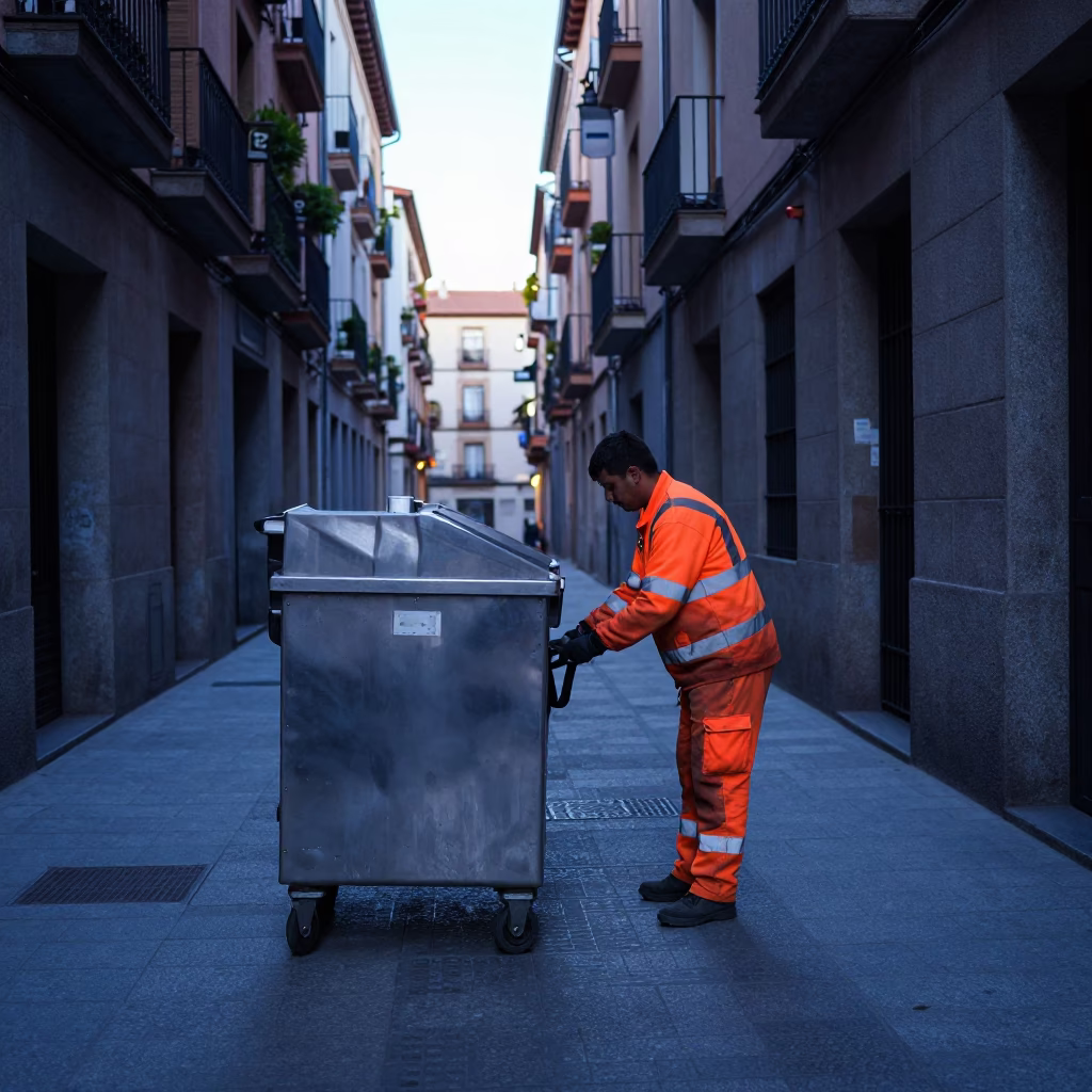 Waste Bin in Madrid in in Madrid, Spain