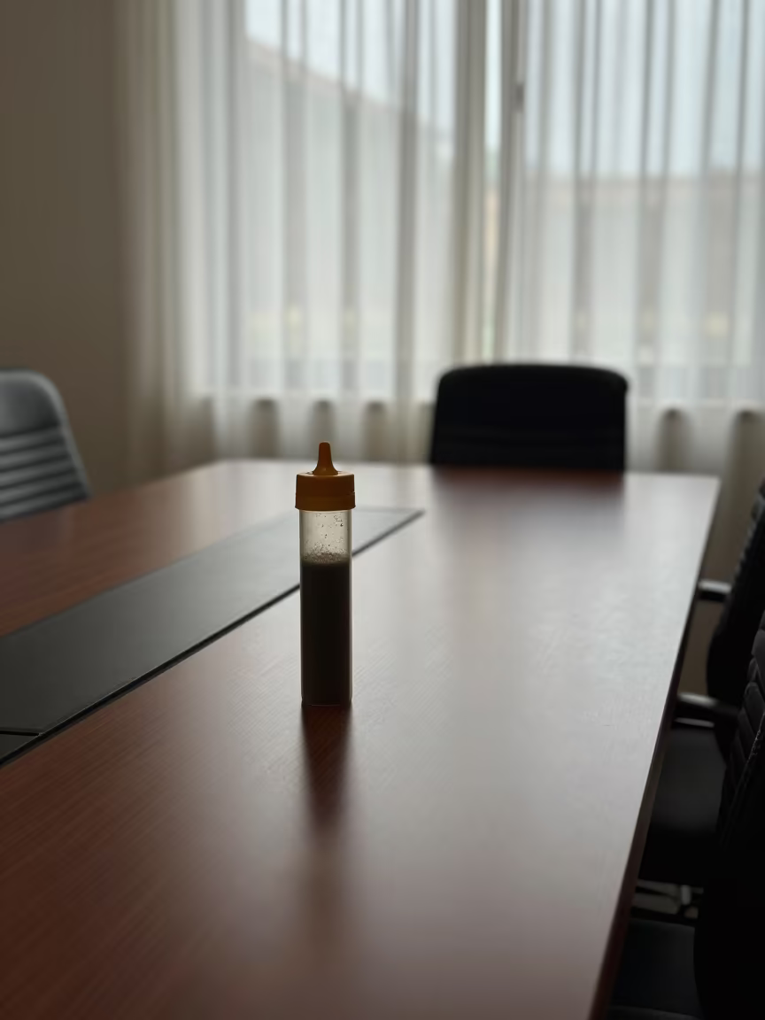 Waste Toner Tub on Boardroom Table in Zinder in at a boardroom table before a meeting in Zinder